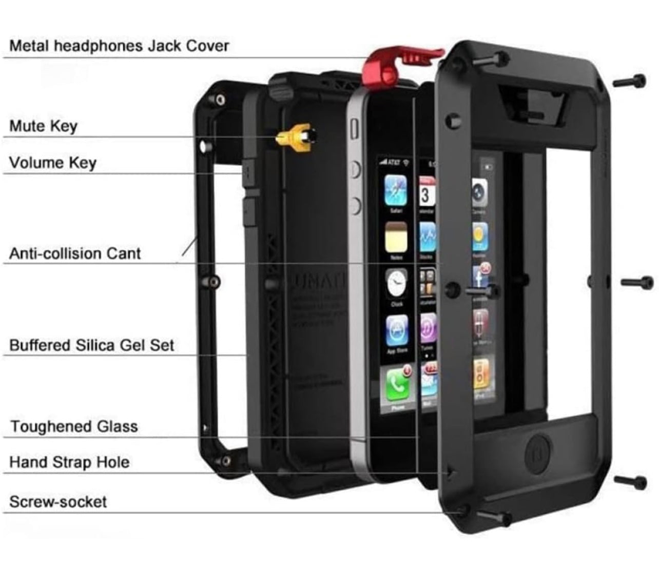 Luxury Doom Armor Life Shock Dropproof Shockproof Metal Aluminum + Silicone Protective Case for iPhone