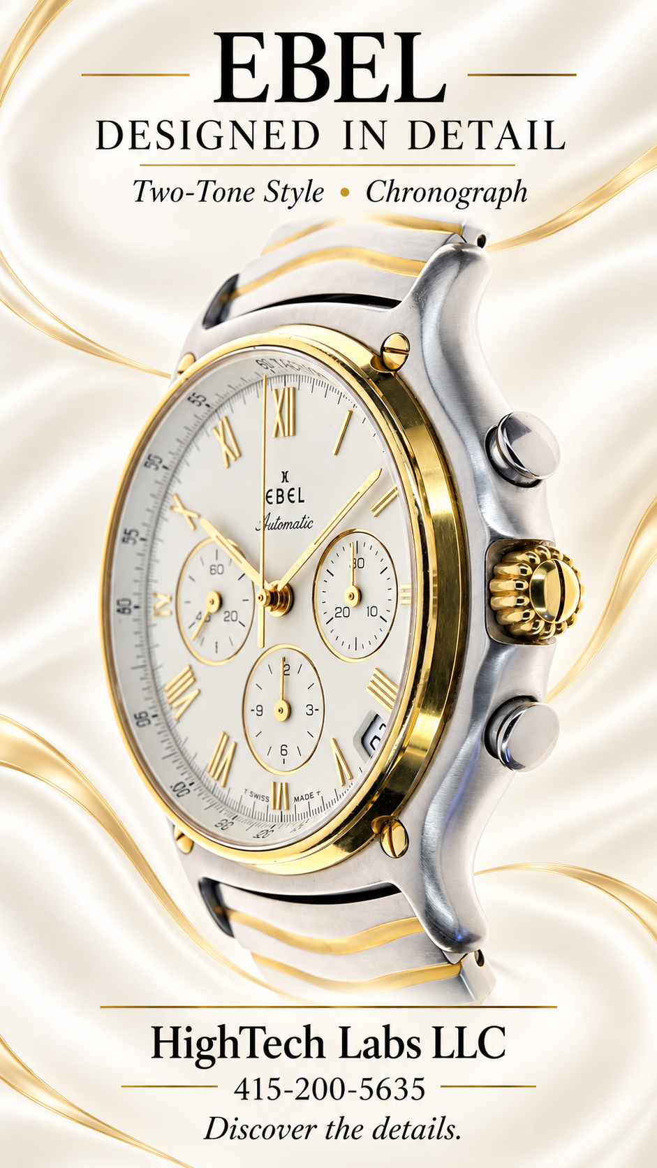Ebel Primo Zenith 400 Steel Gold 2000s 18K Gold / Steel inv #730