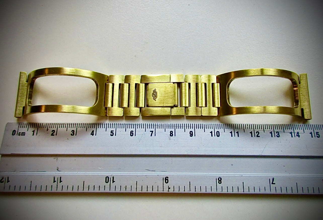 #1160 SP Amdo gold plated 1970's rally style 24 MM watch bracelet