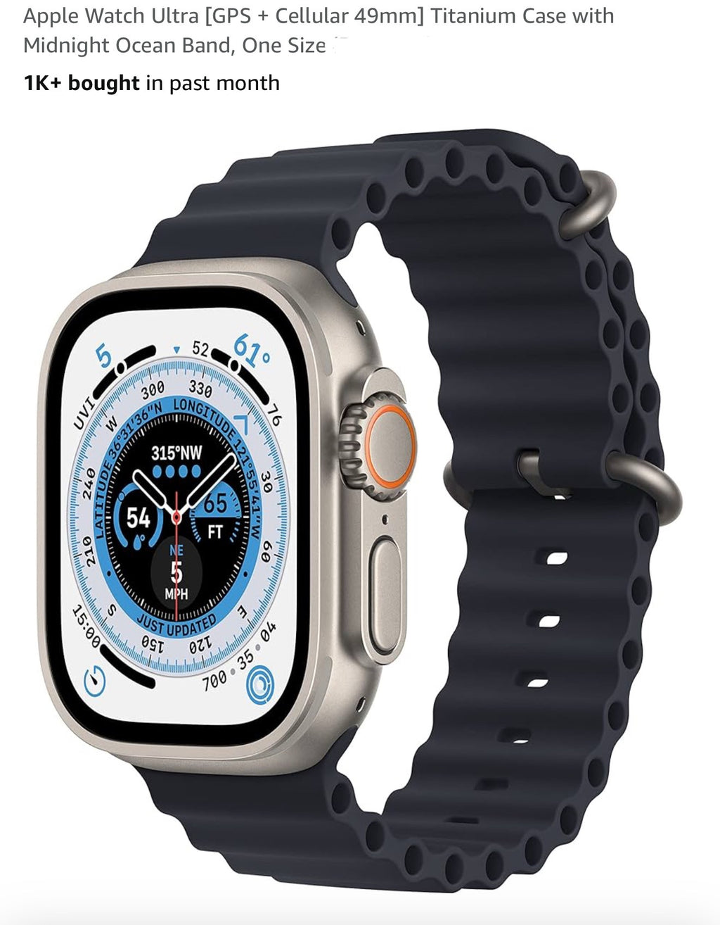 #001 Apple Watch Ultra [GPS + Cellular 49mm] Titanium Case with Midnight Ocean Band, One Size
1K+ bought in past month