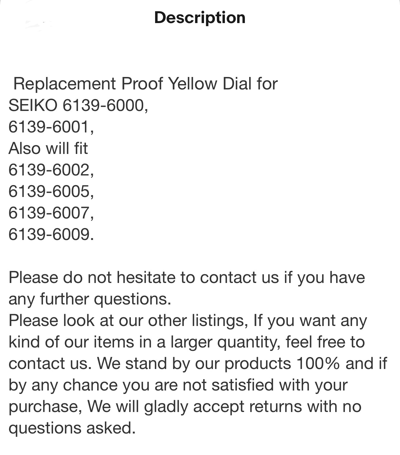 #1116 Yellow Proof Dial Vintage SEIKO Chronograph 6139-6000 6139-6001 6139-6002 Pogue