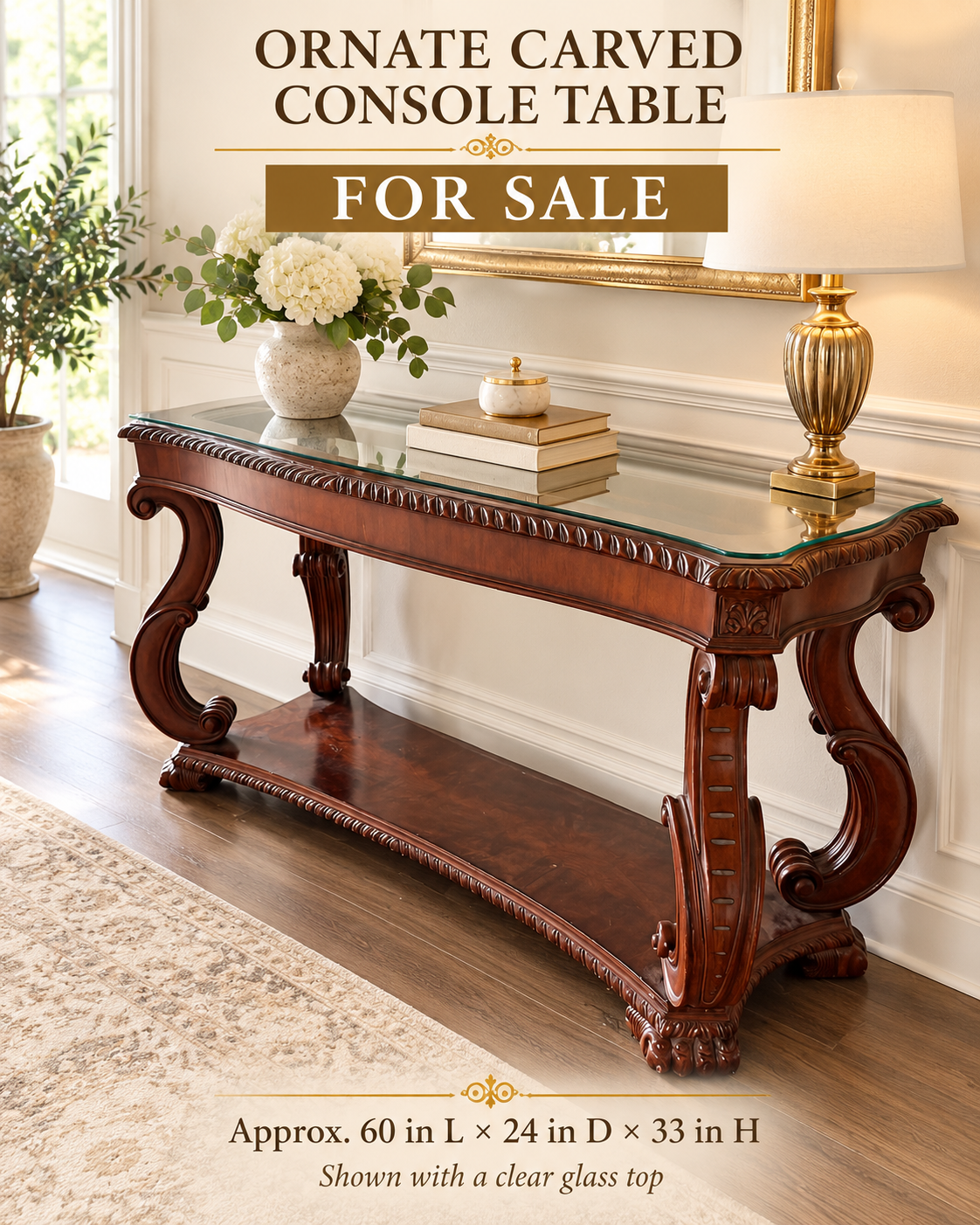 ORNATE CARVED CONSOLE TABLE