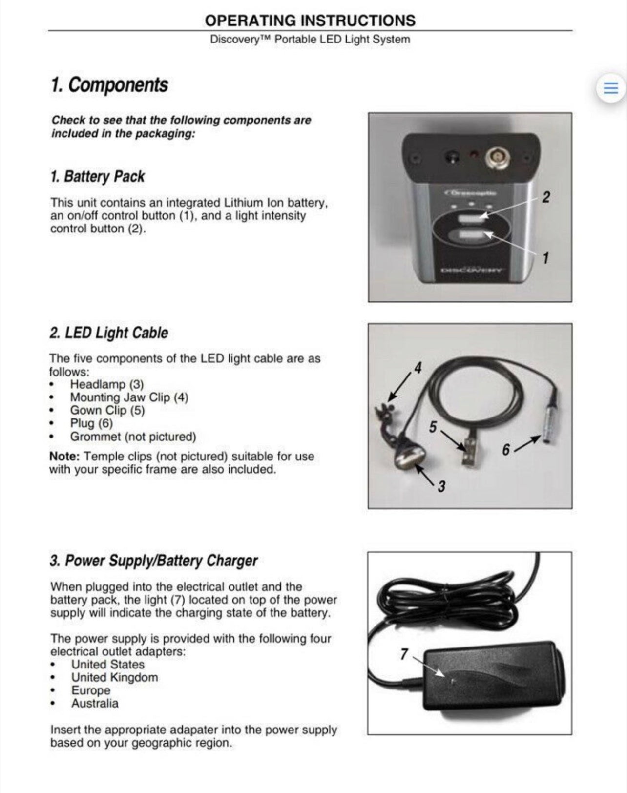 Orascoptic Discovery LED loupe light battery Module Exchange only