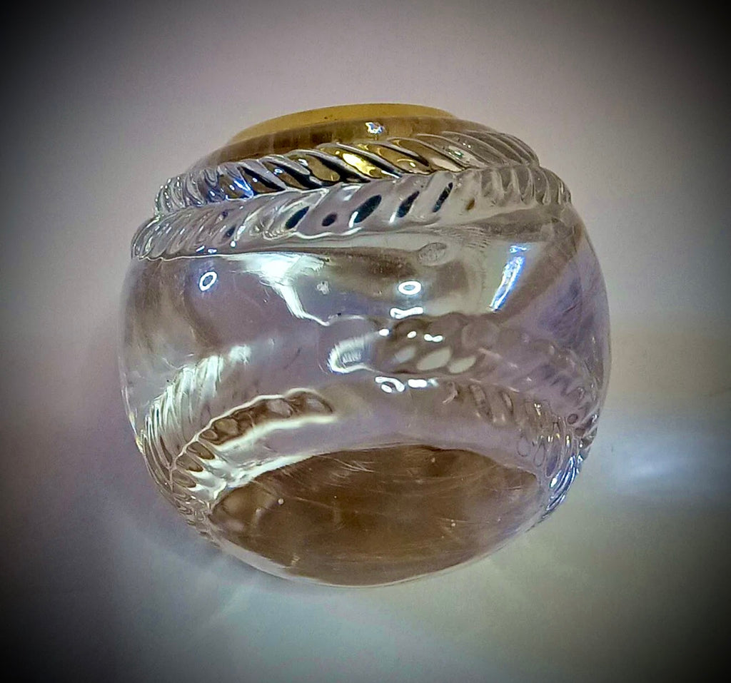 #1010 EUC 2" 24% Crystal Baseball Ball Clock paperweight