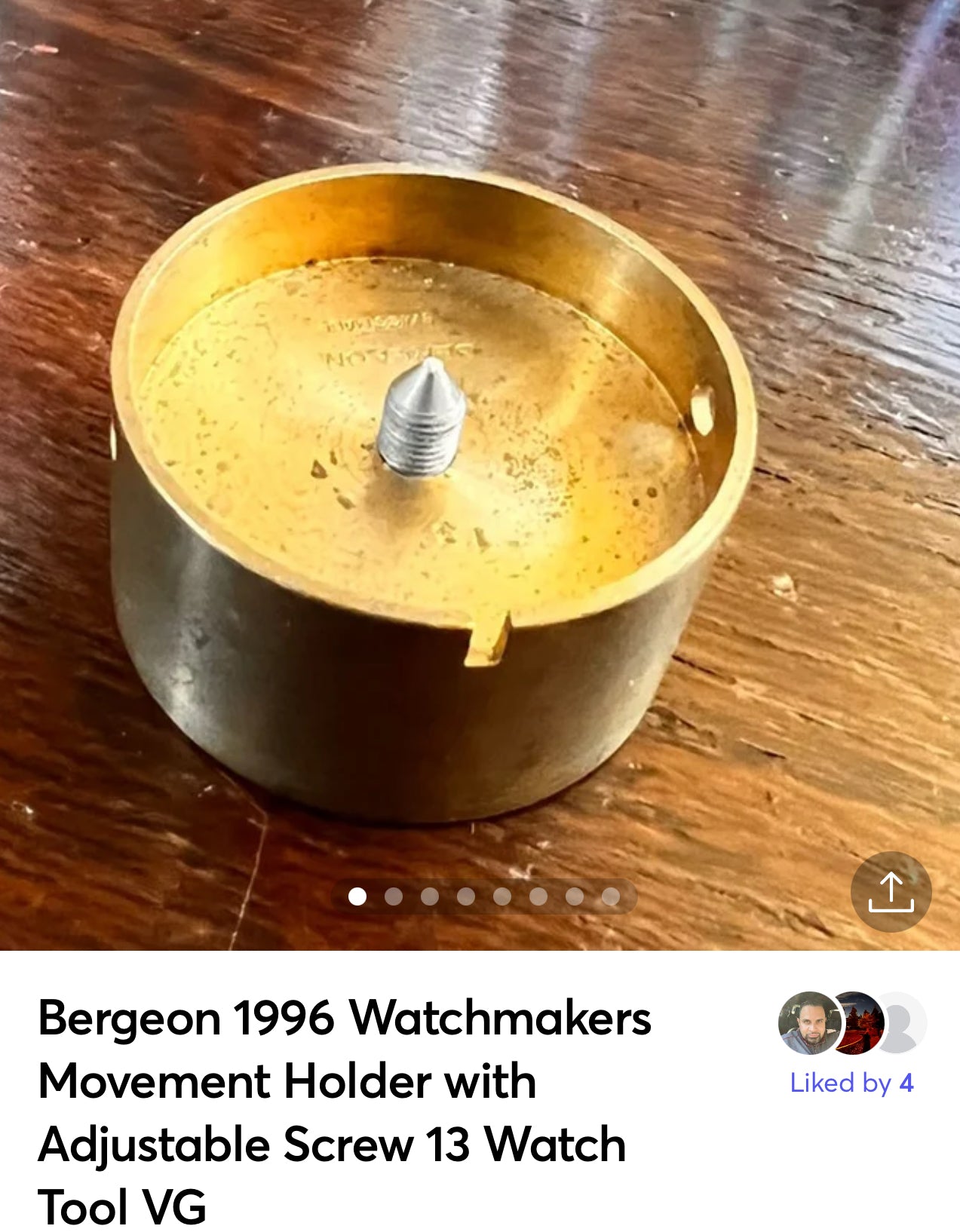 Bergeon 1996 Watchmakers Movement Holder with Adjustable Screw 13 Watch Tool VG