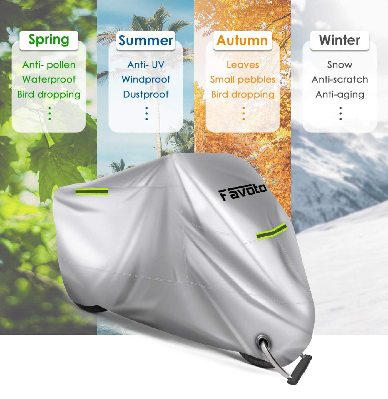 Favoto Motorcycle Cover Waterproof Outdoor - Cool Silver Color UV Protection with Reflective Strip Windproof Buckle Lock-Hole Storage Bag Fit 104 inch Vehicle Motorbikes
#1 Best Seller in Powersports Vehicle Covers
50+ bought in past month