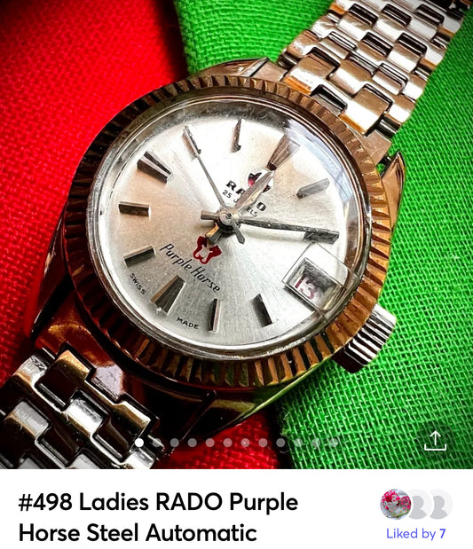 #498 VINTAGE RADO Purple Horse Steel Automatic Ladies