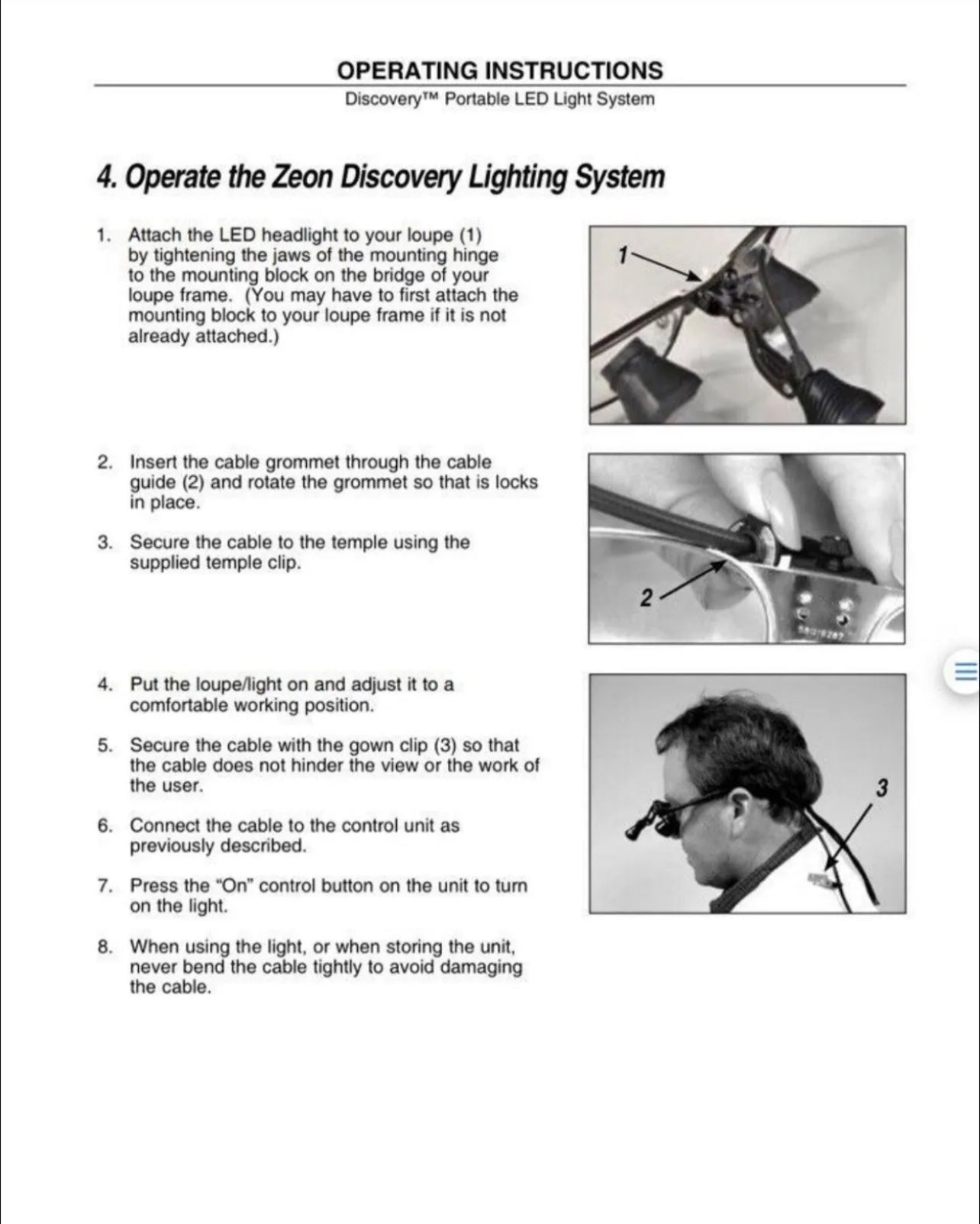 New Orascoptic Zeon Discovery Portable Dental Loupe Light Battery ONLY 1 year Warranty