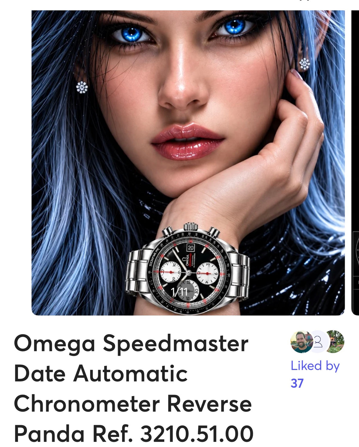 #1011 Omega Speedmaster Date 3210.51.00 Automatic Chronometer Reverse Panda Black Dial 40mm Swiss Watch