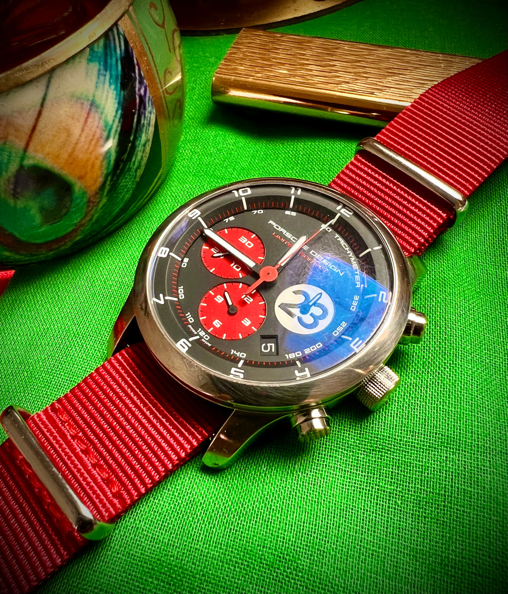 #616 Porsche Design P6612 Dashboard Chronograph Limited Edition Titanium Swiss Automatic case 42mm Lugs 22mmHighly Collectable Titanium watch car 23 winner of 1970 Lemont