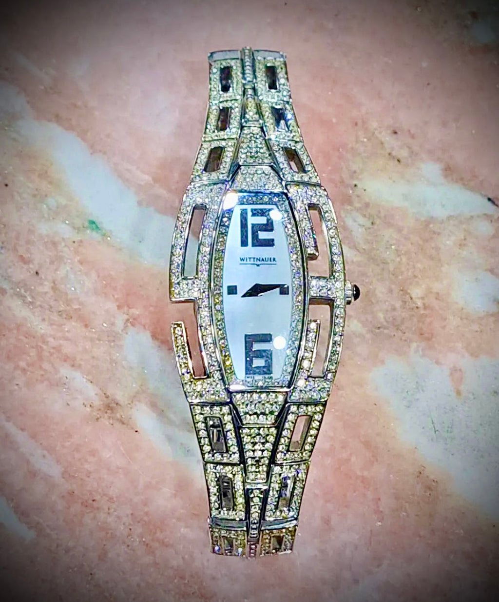 R#1103 Wittnauer Crystal Accent Watch Mother of Pearl Dial 10L020