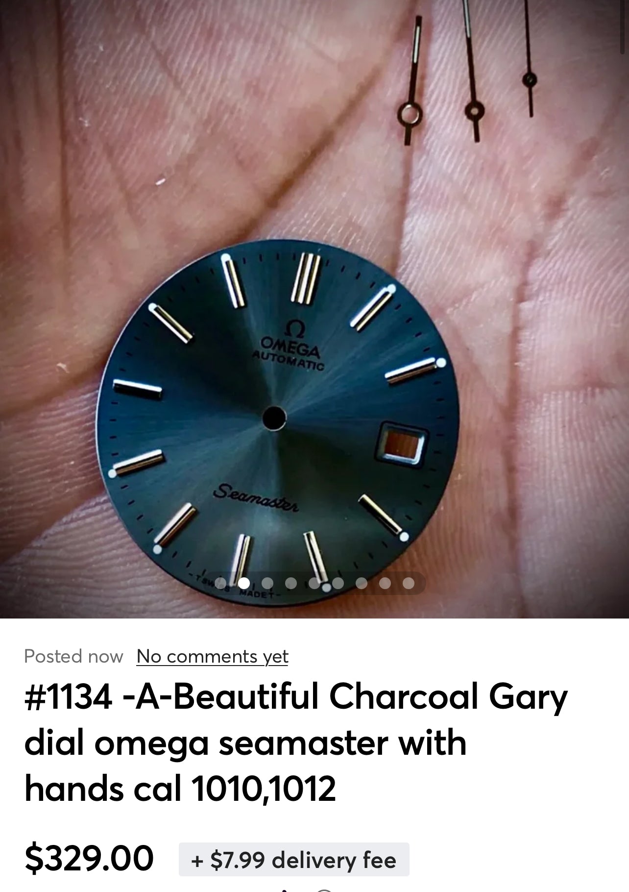 #1134 -A-Hands Beautiful Charcoal Gary dial for omega seamaster gents watch with Hands ,for cal 1010,1012