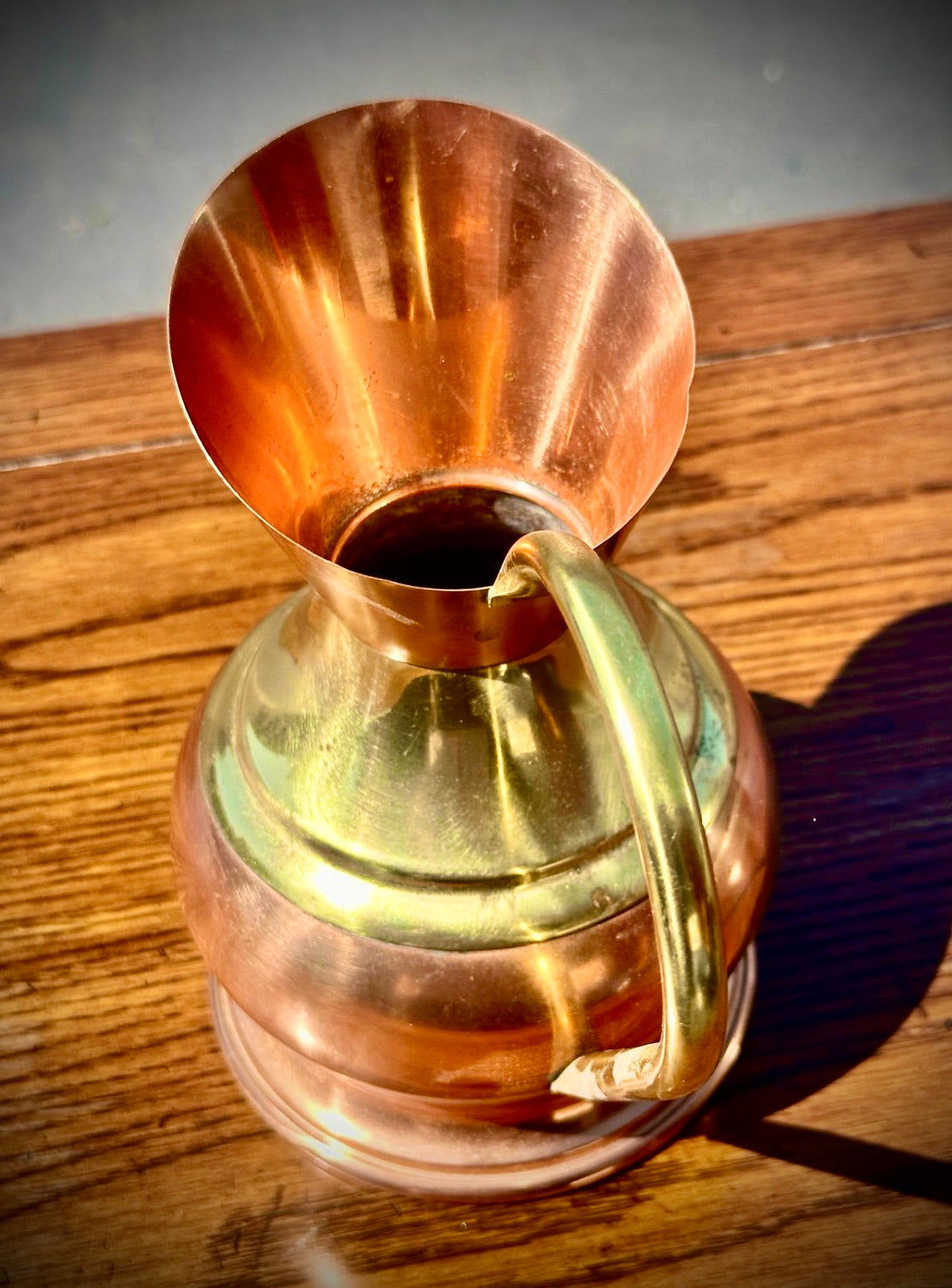 Vintage Copper Pitcher with Brass handle unique and rare design