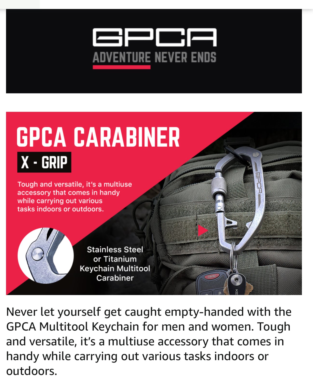 GPCA Carabiner Keychain Clip, Key Organizer, Key Ring, car Key Holder, Multi Tool EDC Gear with Bottle Opener