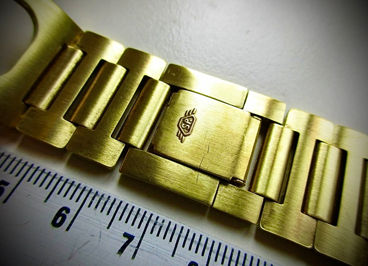 #1160 SP Amdo gold plated 1970's rally style 24 MM watch bracelet