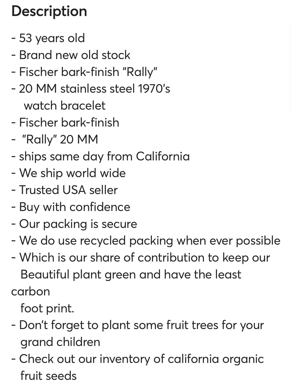 #1136 Fischer bark-finish "Rally" 20 MM stainless steel 1970's watch bracelet