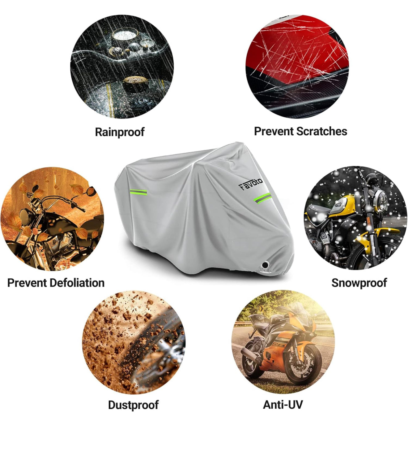 Favoto Motorcycle Cover Waterproof Outdoor - Cool Silver Color UV Protection with Reflective Strip Windproof Buckle Lock-Hole Storage Bag Fit 104 inch Vehicle Motorbikes
#1 Best Seller in Powersports Vehicle Covers
50+ bought in past month