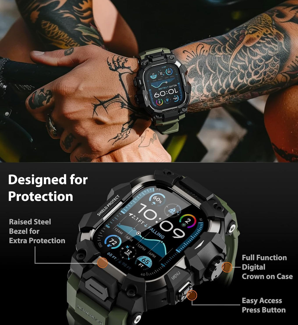 #003 Apple Watch Ultra [GPS + Cellular 49mm] Titanium Case with Midnight Ocean Band, plus tactical rugged case One Size 1K+ bought in past month