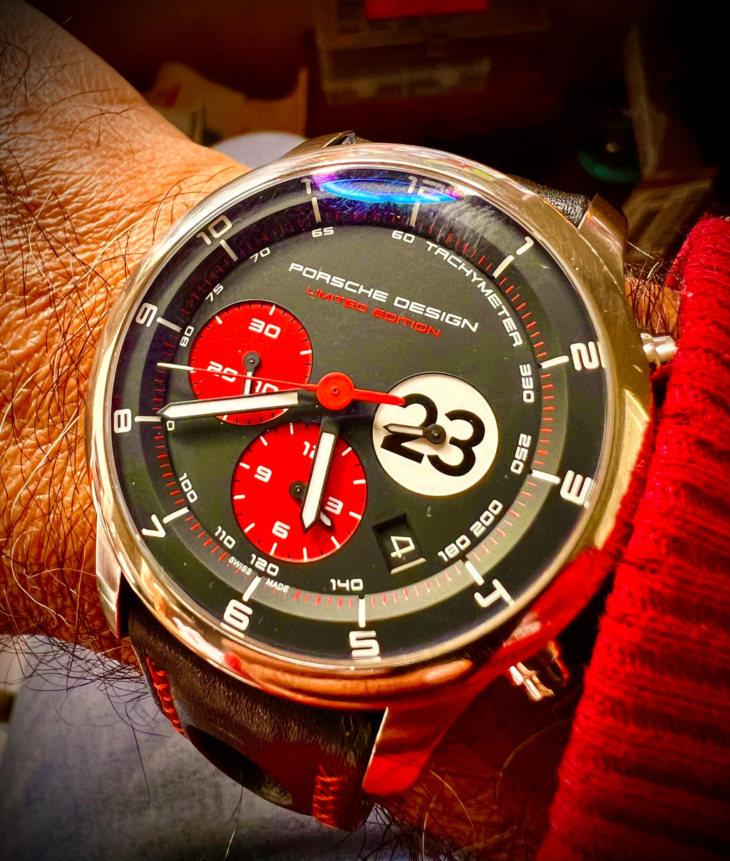 #616 Porsche Design P6612 Dashboard Chronograph Limited Edition Titanium Swiss Automatic case 42mm Lugs 22mmHighly Collectable Titanium watch car 23 winner of 1970 Lemont