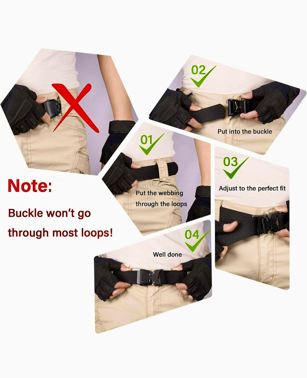 JUKMO Tactical Belt, Military Hiking Rigger 1.5" Nylon Web Work Belt with Heavy Duty Quick Release Buckle