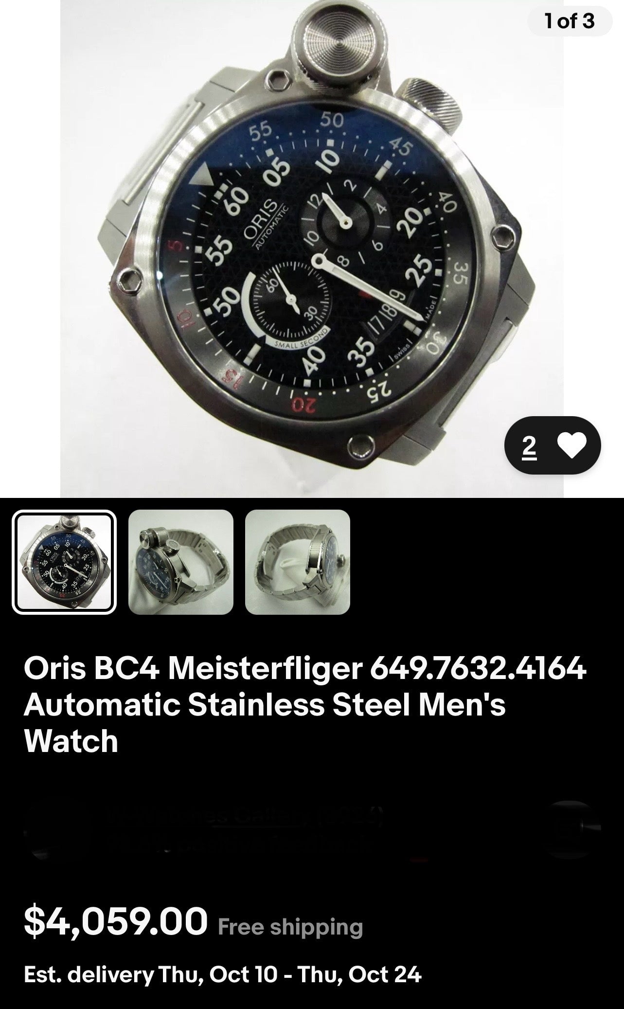 #1341 Watch Case ONLY Oris BC4 Der Meisterflieger Men's Automatic Watch 649-7632-4164MB
Original watch case