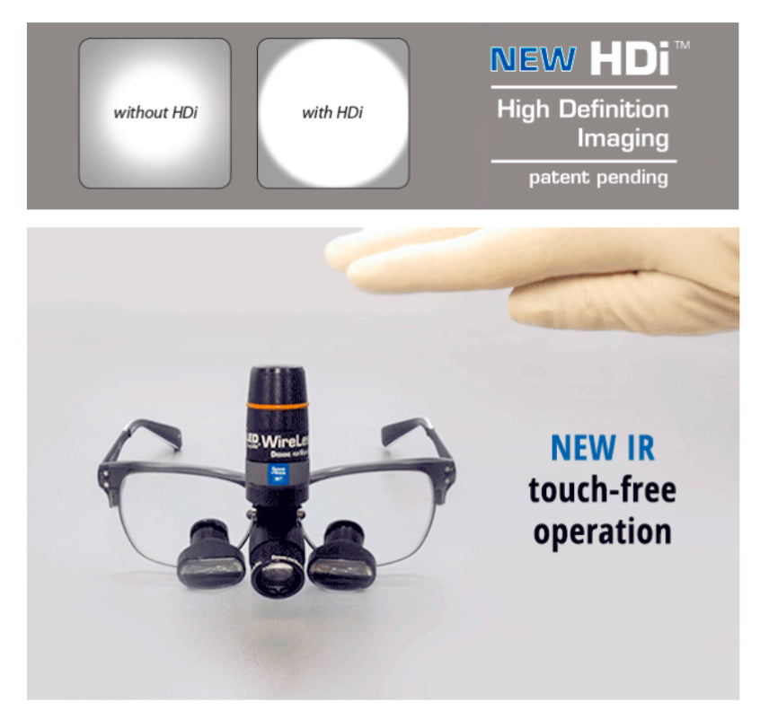 #002 Designs for Vision Dental Loupes HDi Wireless And Touchless headlight 7 years warranty