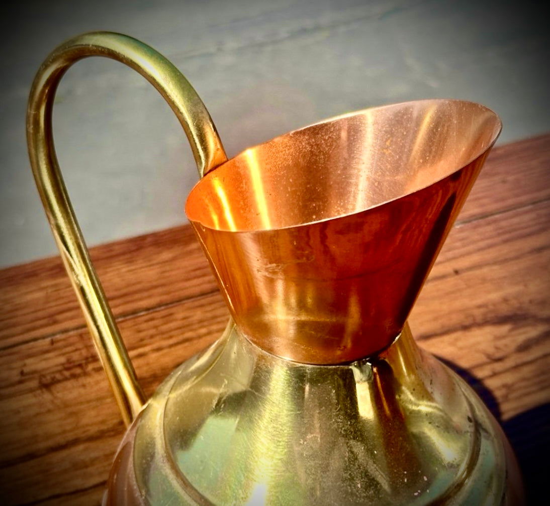 Vintage Copper Pitcher with Brass handle unique and rare design