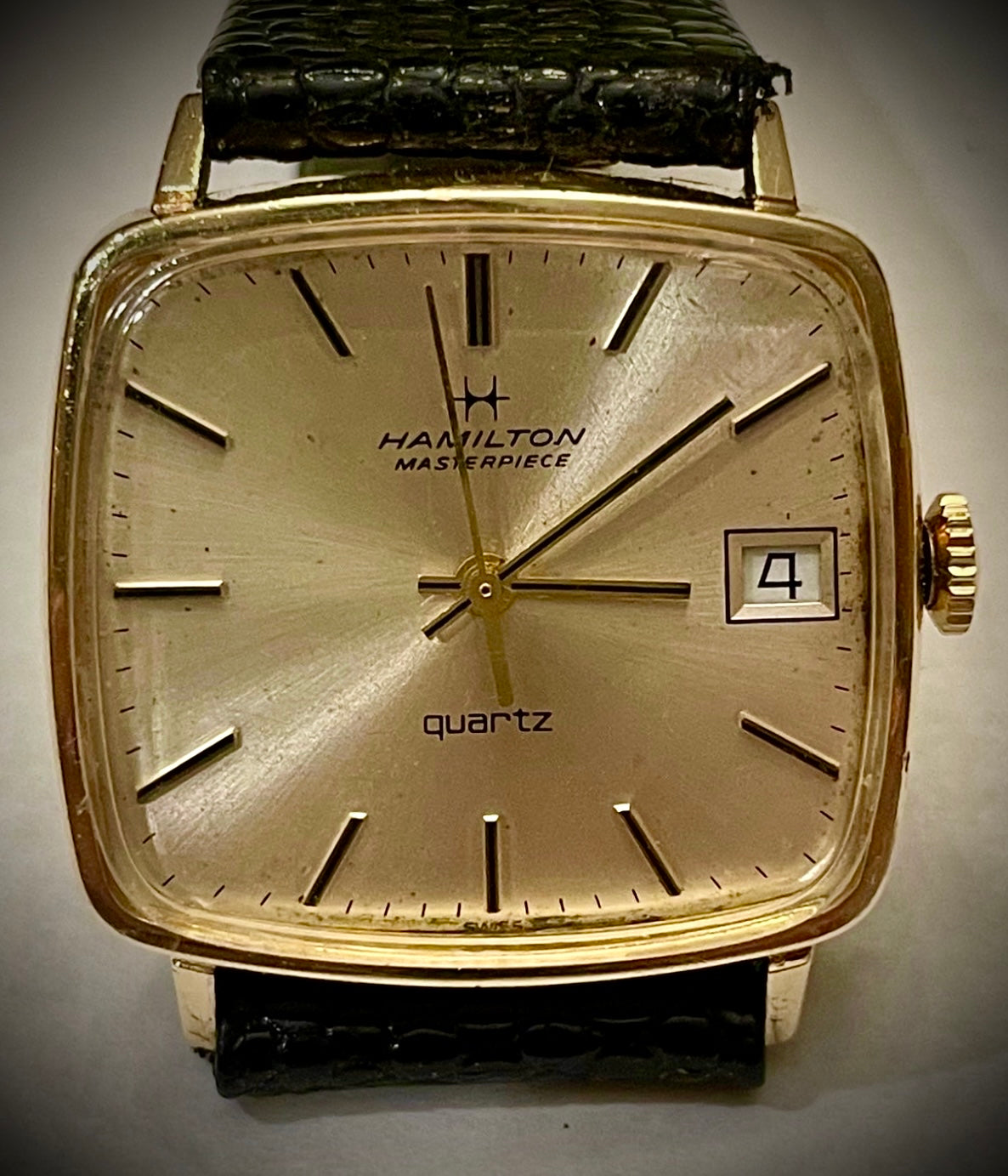 Q#1001 Vintage Hamilton Masterpiece Quartz 10k Yellow Gold Filled Men’s for repair mercari $52.84 battery 395 Renata