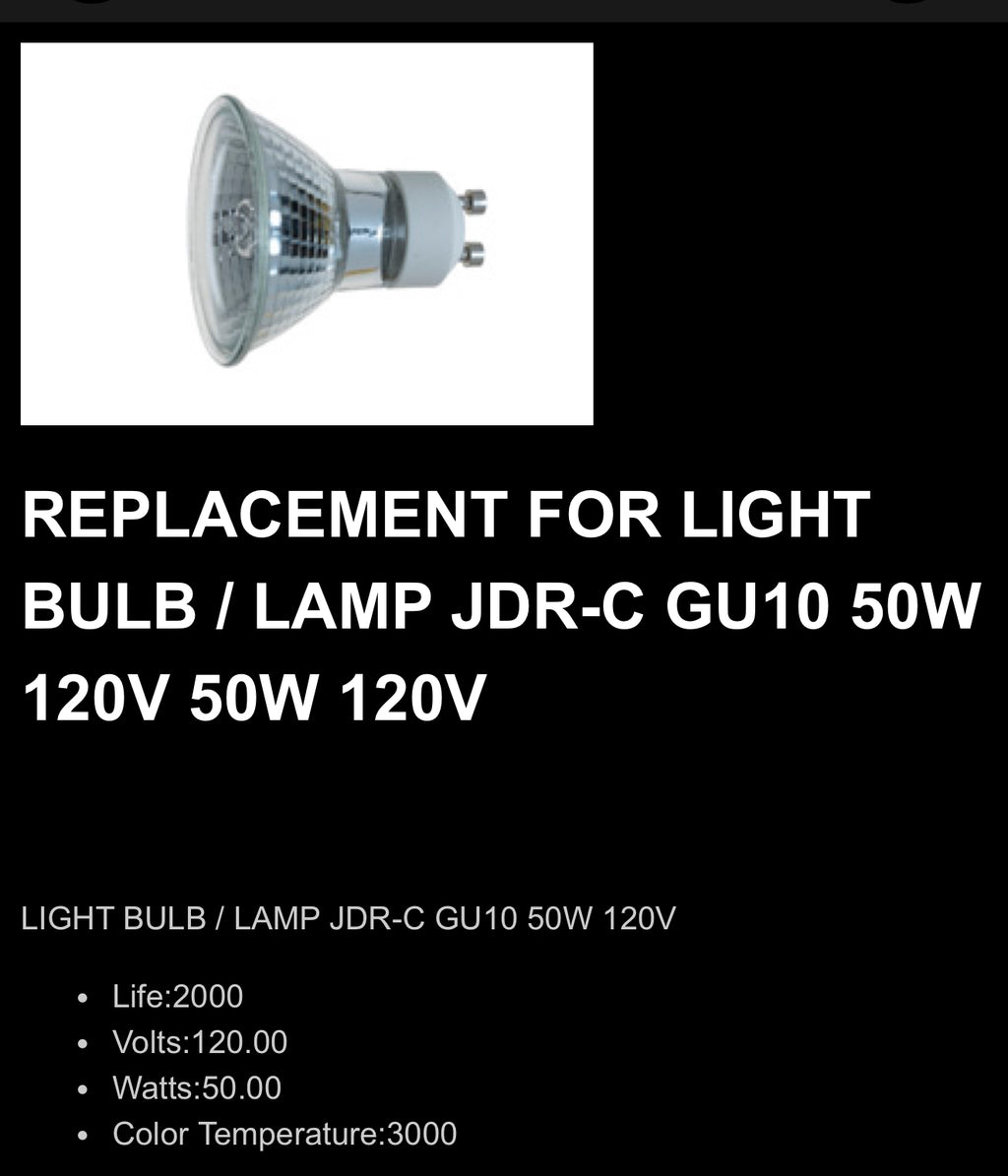 Replacement for JDR-C GU10 50W 120V (for LIGHT BULB / LAMP) and others - EACH