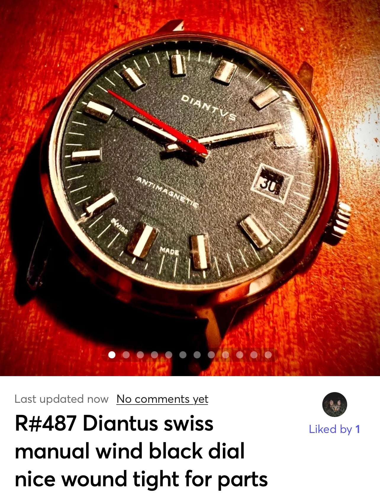 R#487 Diantus swiss made manual wind wound right balance is free for parts or not working