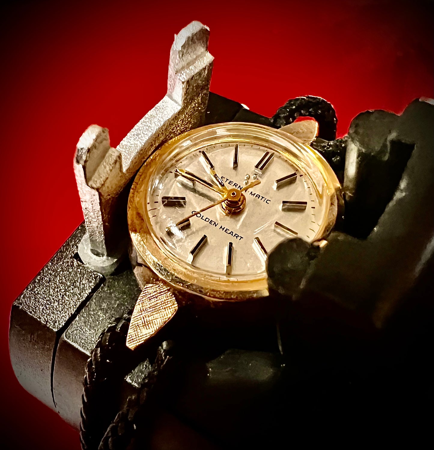 #985-A ETERNA MATIC GOLDEN HEART 14K GOLD FILLED WATCH