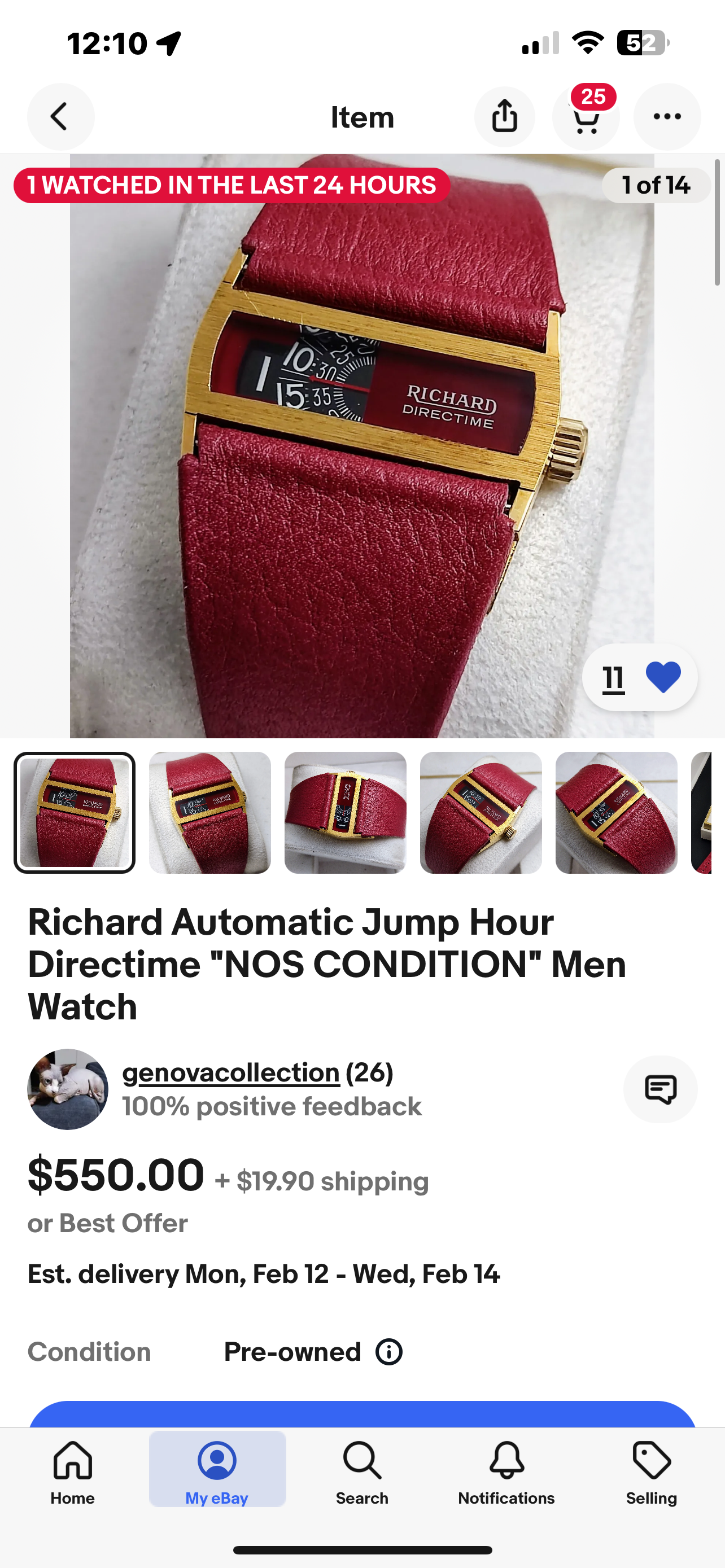 #1112 Richard Automatic Jump Hour Directime NOS CONDITION Unisex watch