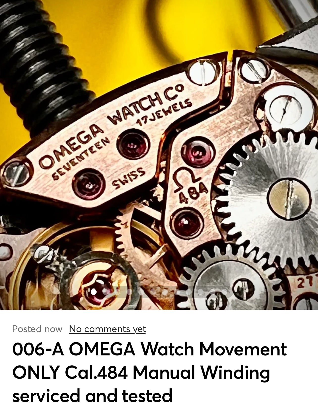 006-A OMEGA Watch Movement ONLY Cal.484 Manual Winding serviced and tested