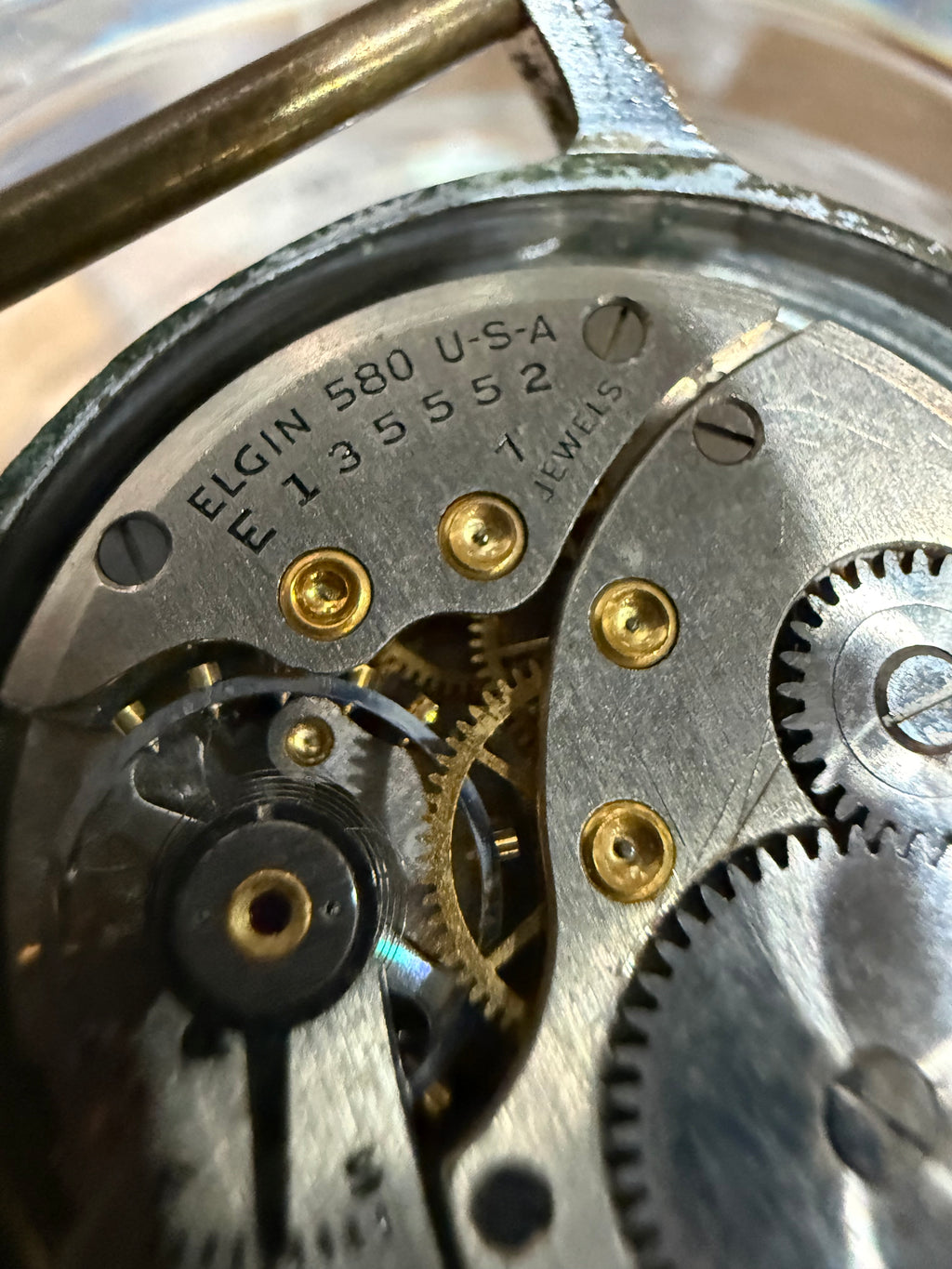 #1429 WWII U.S. MILITARY ELGIN GRADE 580 FIELD WATCH — 17 JEWELS — SERVICED & WORKING