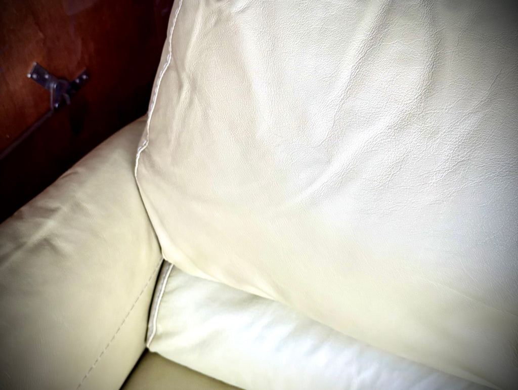 Sofa leather two 3 quater seater  Italian Leather Beige color couch