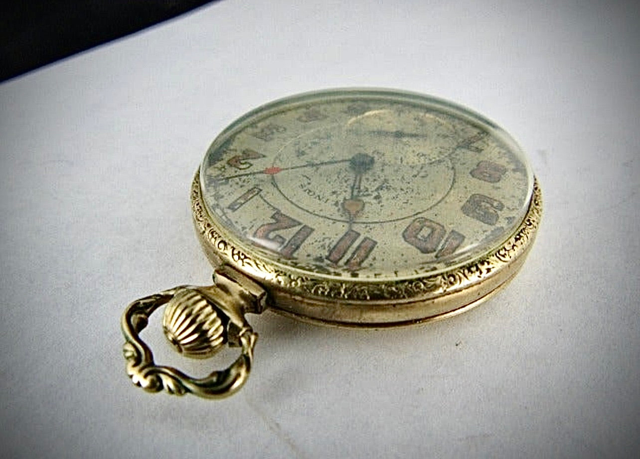 #983 14k GOLD filled 17J POCKET WATCH Illinois 12s "THE AUTOCRAT" Wadsworth WORKS