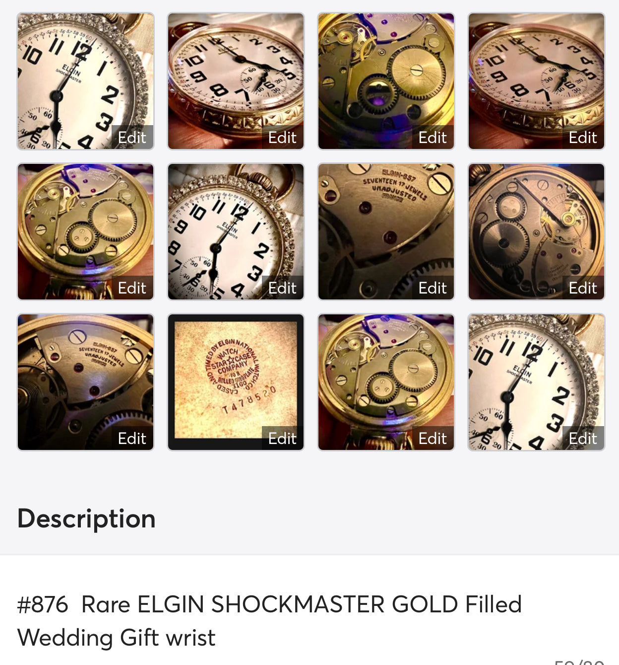 #876 Extreemly rare ELGIN SHOCKMASTER GOLD Filled Wedding Gift Watch Made in France