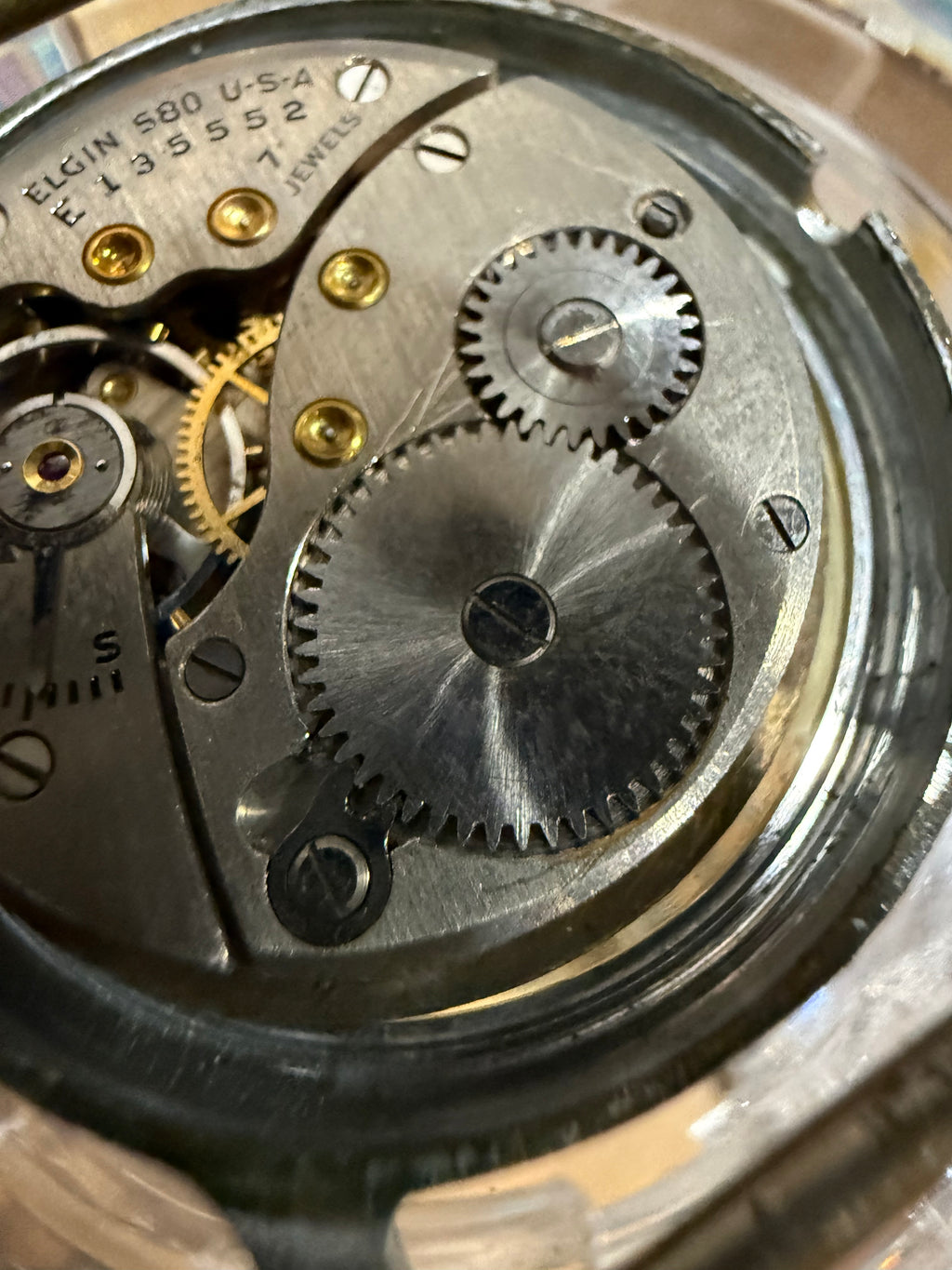 #1429 WWII U.S. MILITARY ELGIN GRADE 580 FIELD WATCH — 17 JEWELS — SERVICED & WORKING