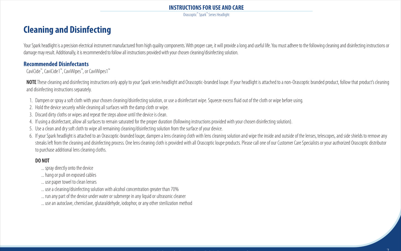 Orascoptic Spark Wireless LED Loupe headlight System 3 yrs limited Warranty