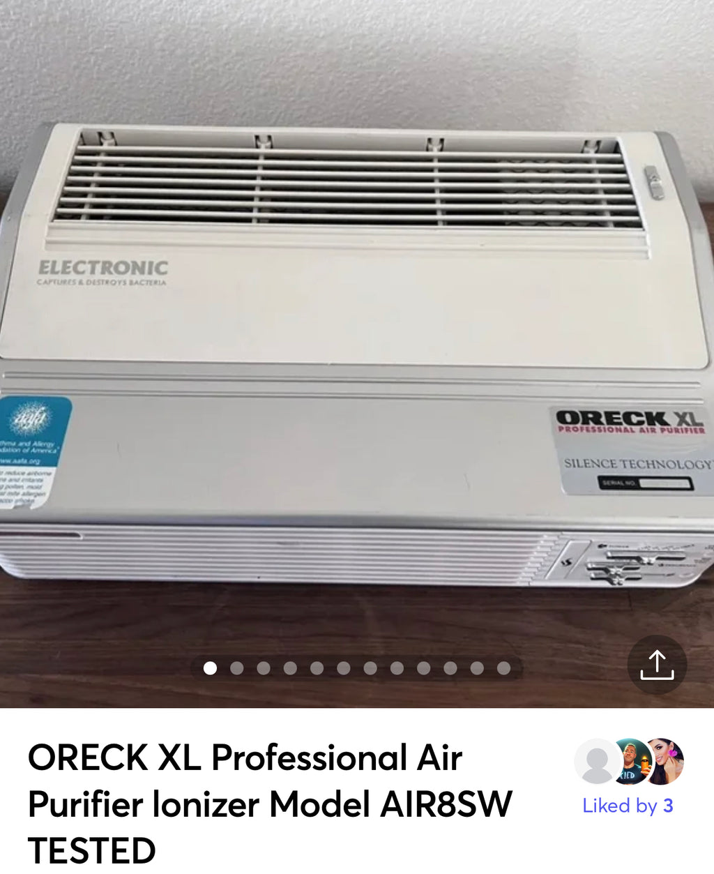 ORECK XL Professional Air Purifier lonizer Model AIR8SW TESTED