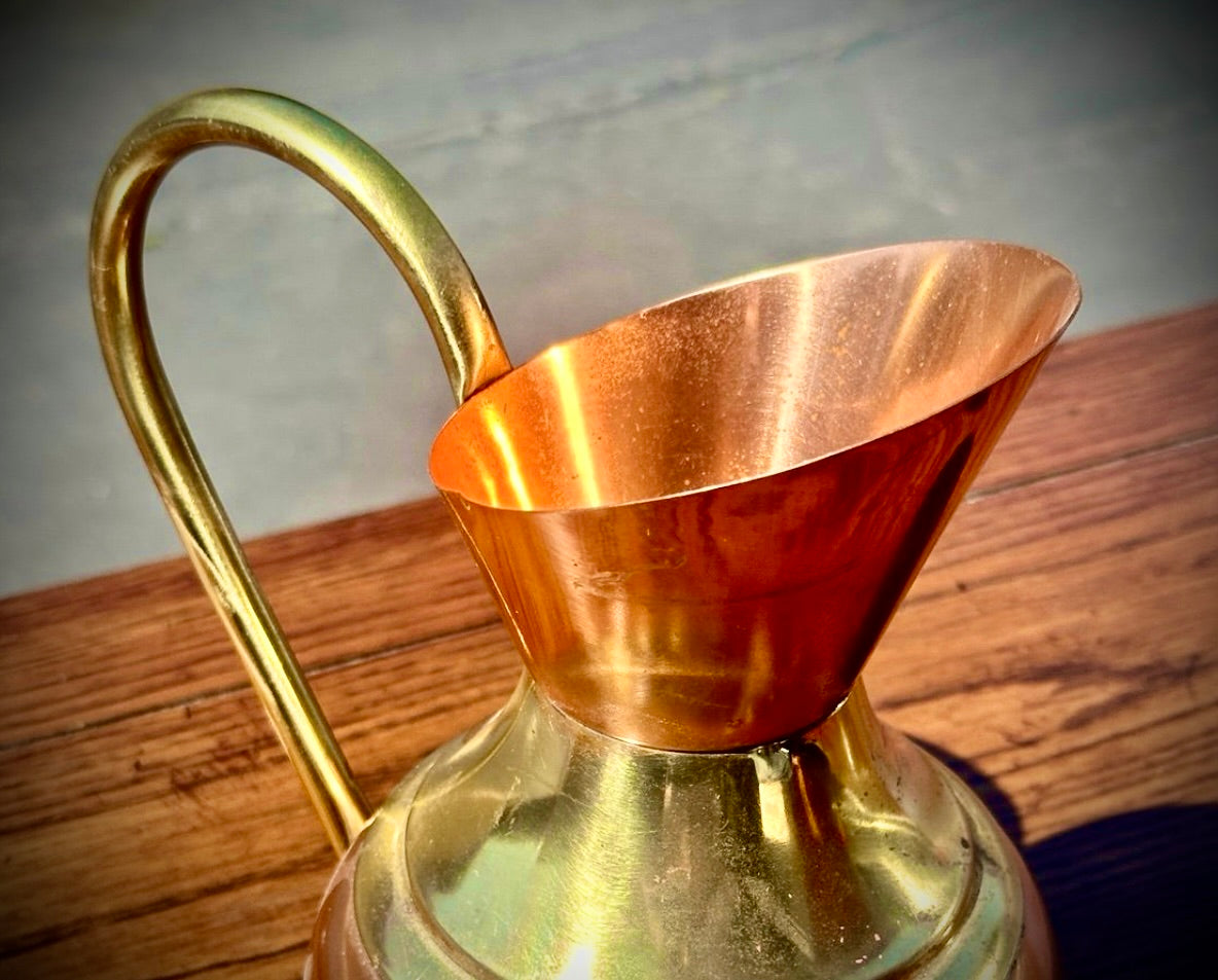 Vintage Copper Pitcher with Brass handle unique and rare design