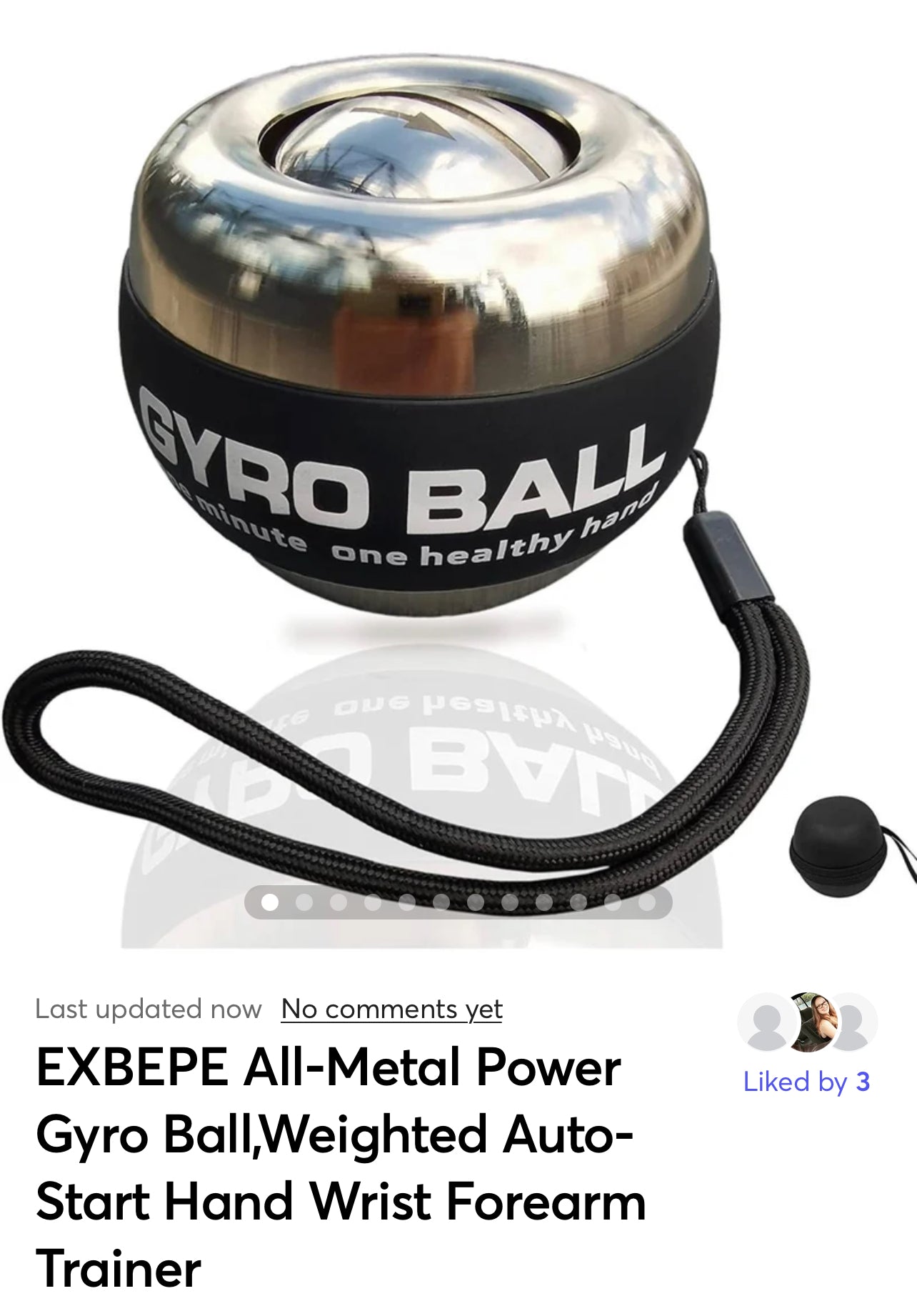 EXBEPE All-Metal Power Gyro Ball,Weighted Auto-Start Hand Wrist Forearm Trainer and Strengthener for Exercise Joint and Muscle with Ball Bag