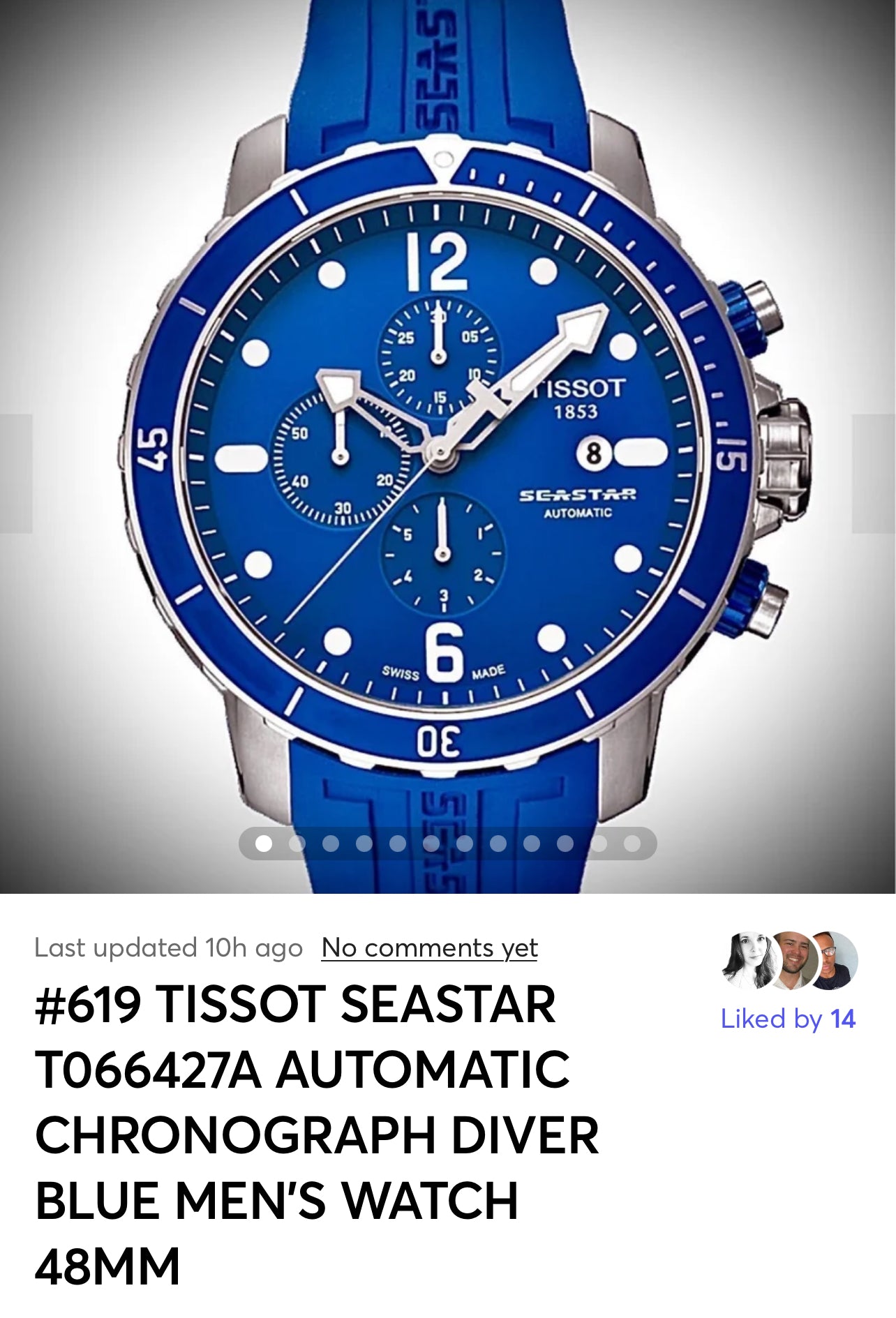 #619 TISSOT SEASTAR T066427A AUTOMATIC CHRONOGRAPH DIVER BLUE MEN'S WATCH 48MM