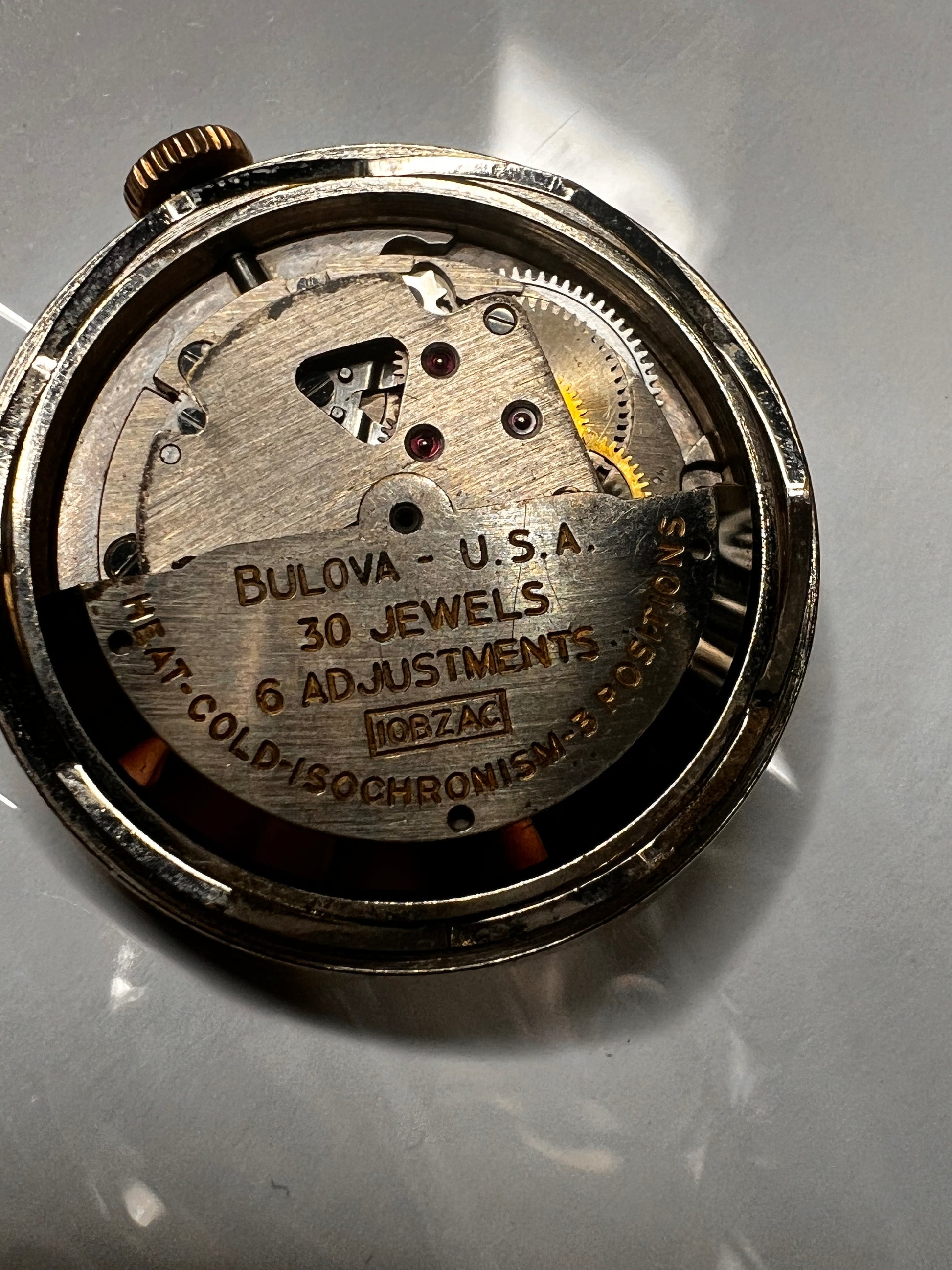 #365M Vintage BULOVA cal 10 BZAC selfwinding wrist watch movemnet for Parts or not working