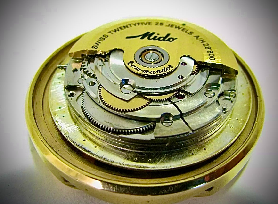 R#1250 Vintage Mido Ocean Star Datodate Commander Aquadura 636-8429 25j Auto Gold Filled