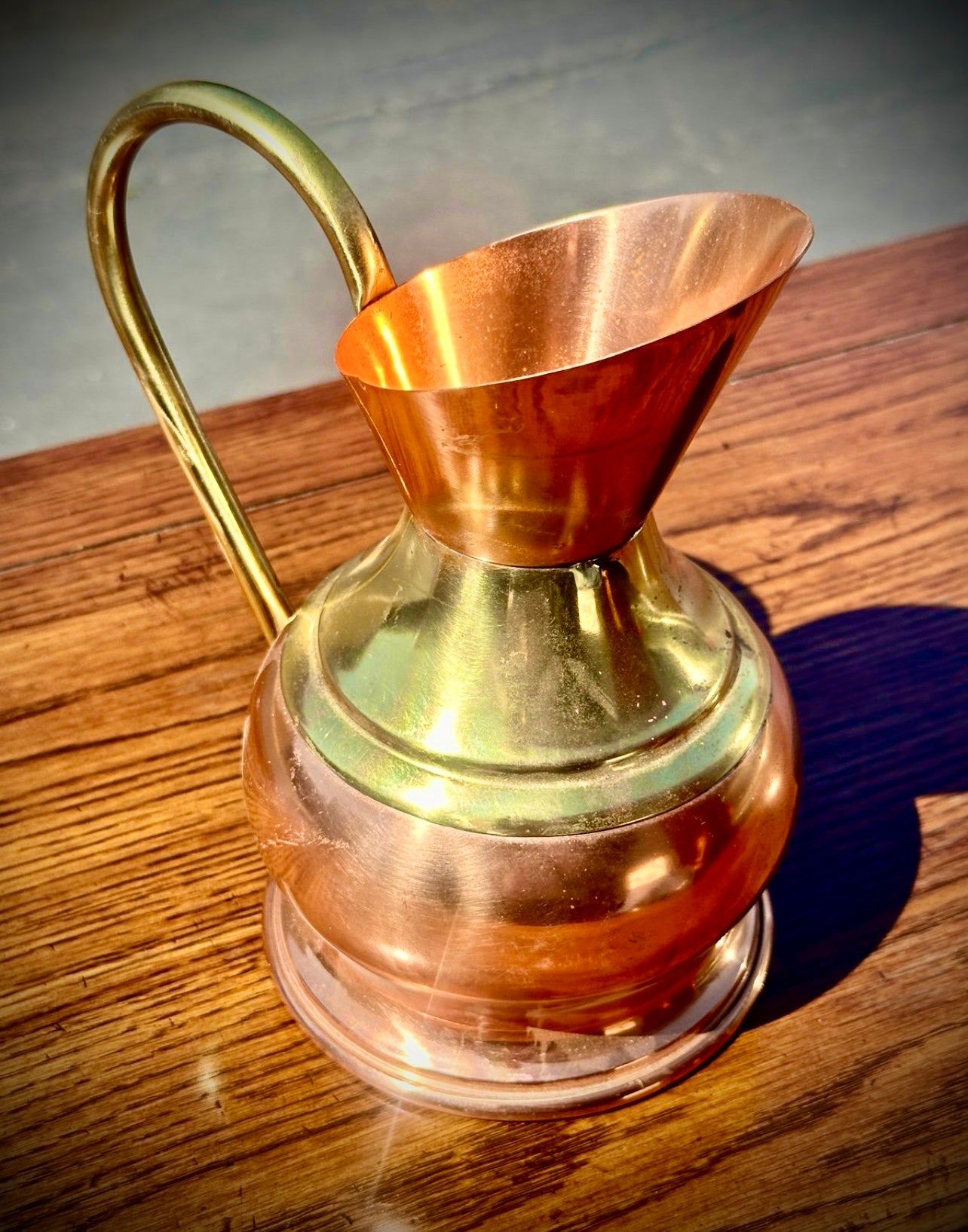 Vintage Copper Pitcher with Brass handle unique and rare design