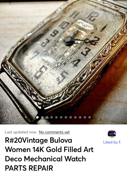 R#20Vintage Bulova Women 14K Gold Filled Art Deco Mechanical maual winding Watch PARTS REPAIR or a project watch