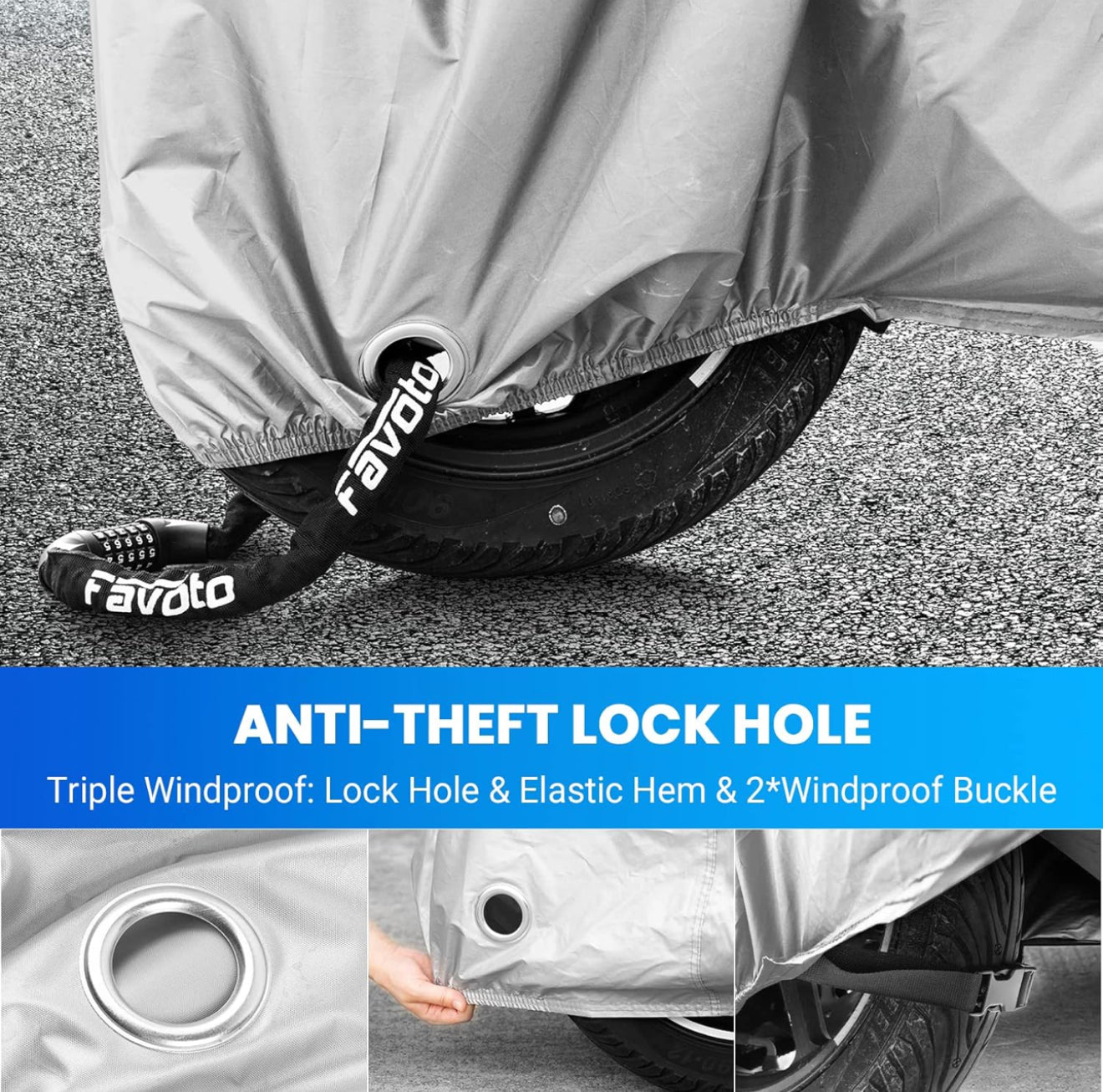 Favoto Motorcycle Cover Waterproof Outdoor - Cool Silver Color UV Protection with Reflective Strip Windproof Buckle Lock-Hole Storage Bag Fit 104 inch Vehicle Motorbikes
#1 Best Seller in Powersports Vehicle Covers
50+ bought in past month