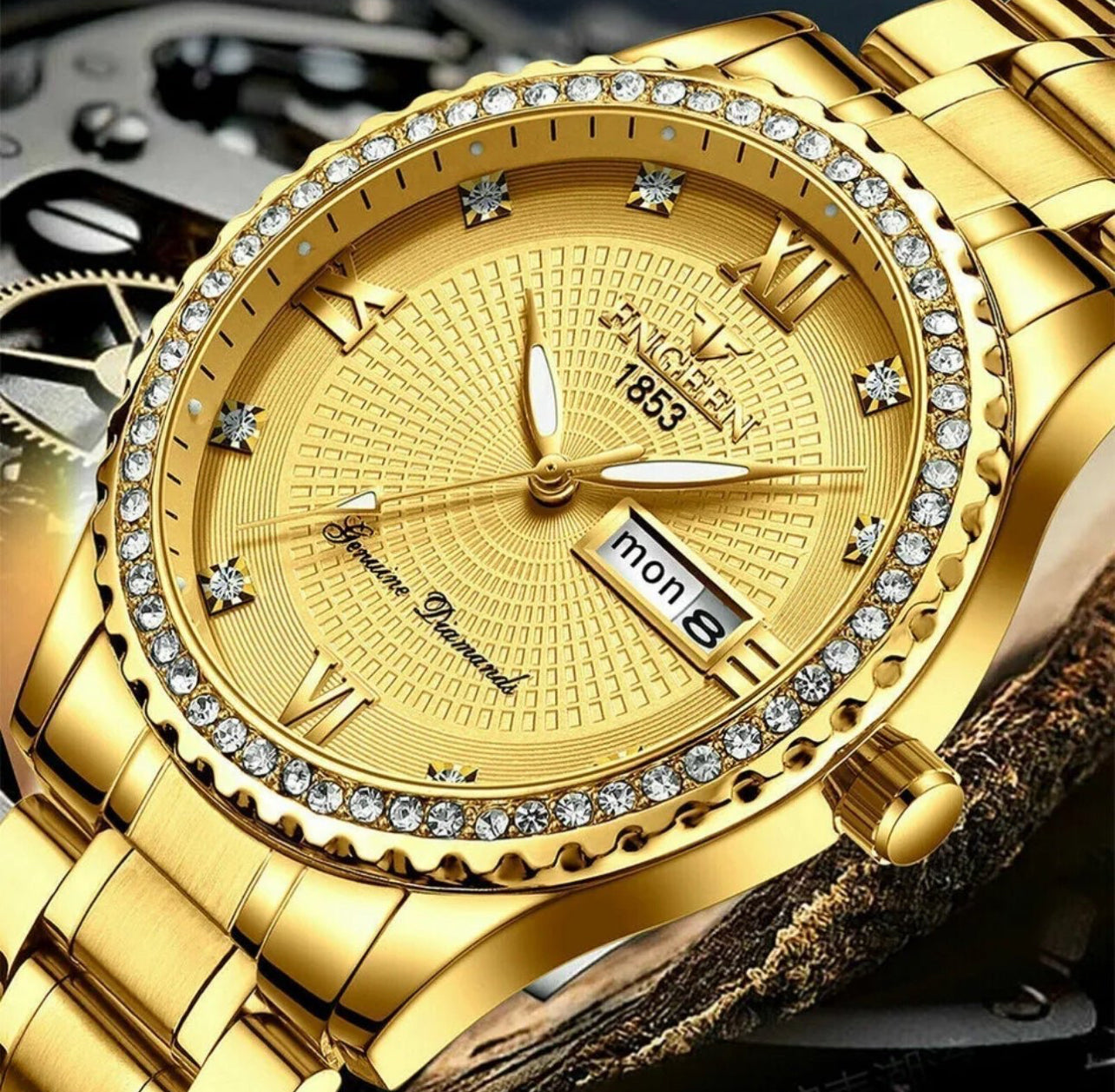 #1042 Waterproof Gold-plated Men's Watch Classic Stainless Steel beautiful