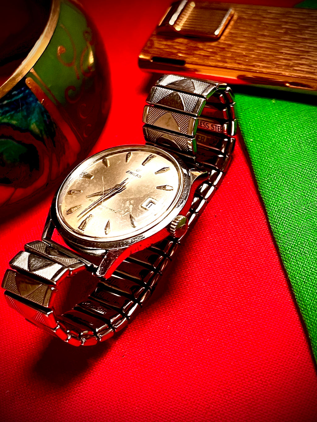 #212 Vintage Enicar Ultrasonic Automatic 25 Jewel Swiss Watch Ref 125/001 Signed Crown